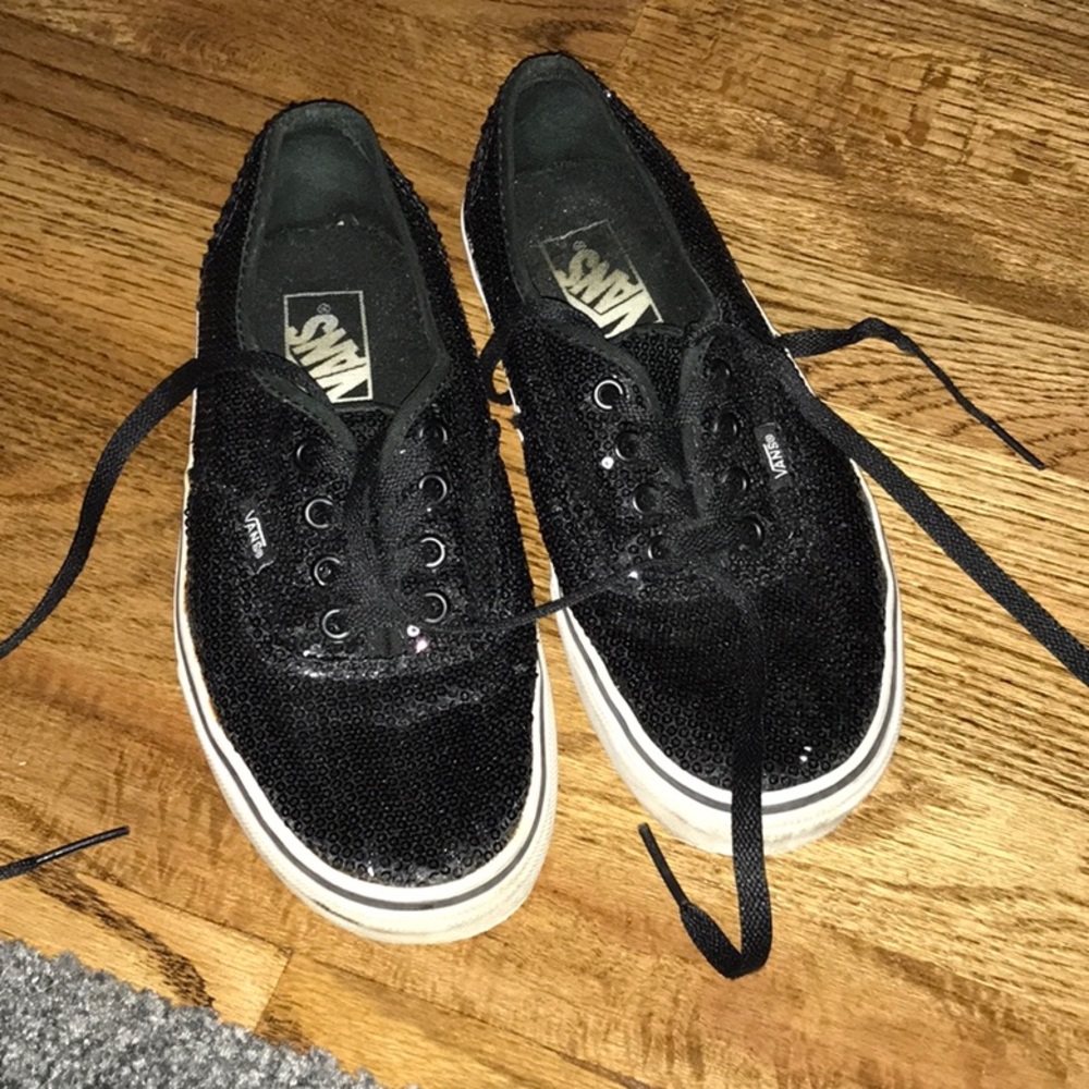 Black sequin glitter vans